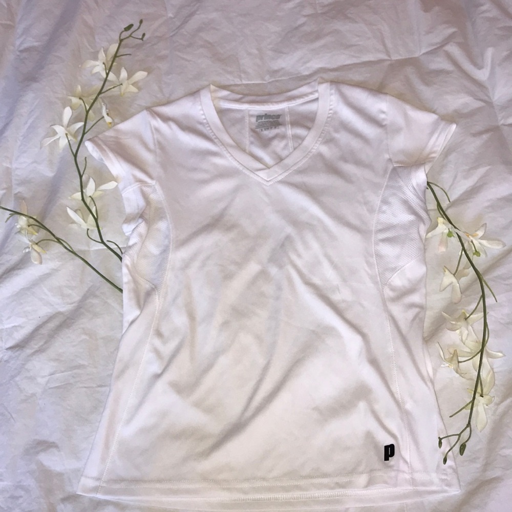 White Athletic V-Neck
